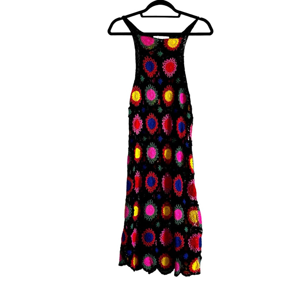 H&M LOVES COACHELLA Collaboration Multicolor Granny Square Festival Dress SZ: 14